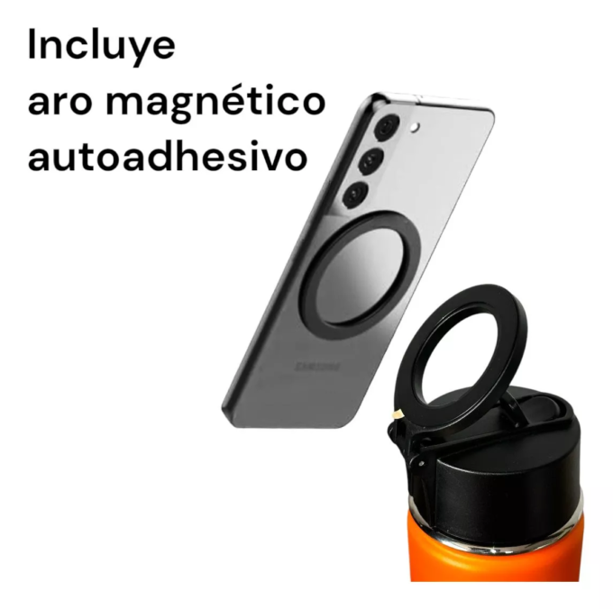 Termo con soporte magnético para celular