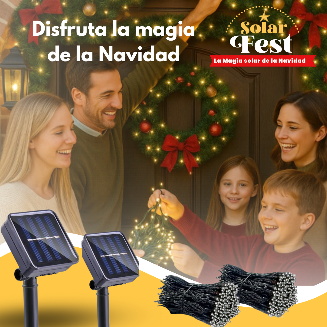 *PACK 2 X 1  LUCES NAVIDEÑAS SOLARFEST -  100 LEDS-10 MTS + PANEL SOLAR ✨🎄