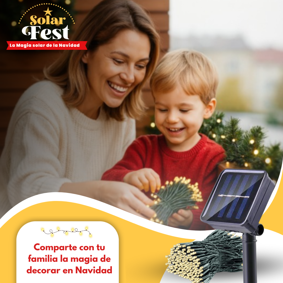 *PACK 2 X 1  LUCES NAVIDEÑAS SOLARFEST -  100 LEDS-10 MTS + PANEL SOLAR ✨🎄