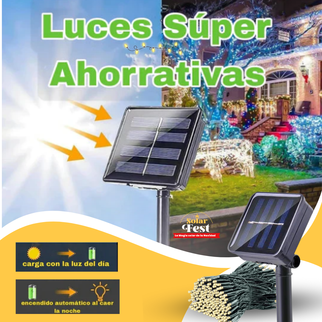*PACK 2 X 1  LUCES NAVIDEÑAS SOLARFEST -  100 LEDS-10 MTS + PANEL SOLAR ✨🎄