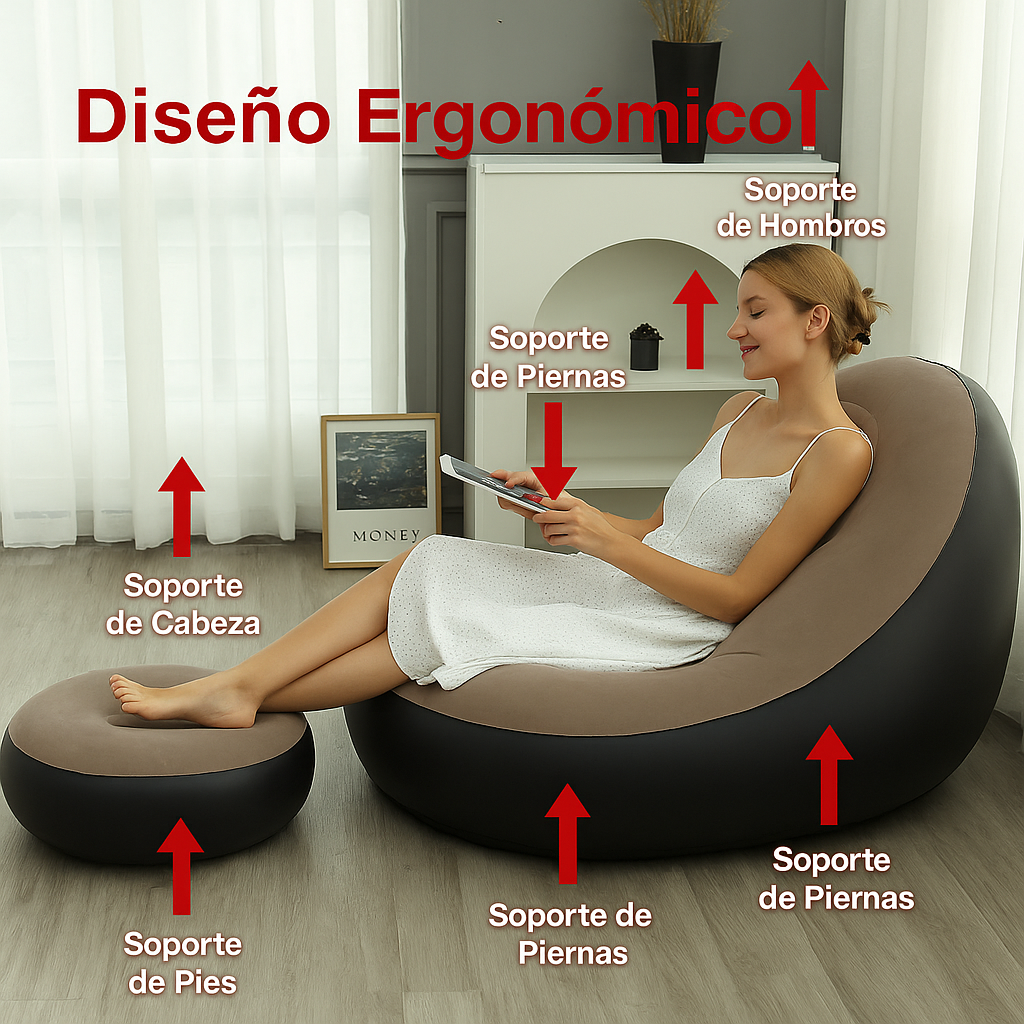 SOFA INFLABLE CON REPOSAPIES SERENA CONFORT