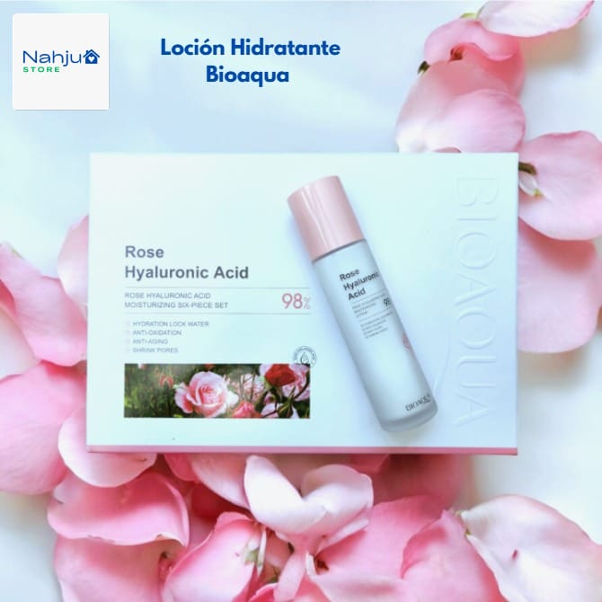 Kit Bioaqua Rosas y Acido Hialurónico - Caja de Lujo x 6 🌹🩷