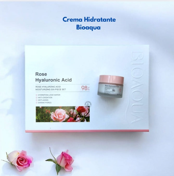 Kit Bioaqua Rosas y Acido Hialurónico - Caja de Lujo x 6 🌹🩷