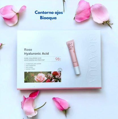 Kit Bioaqua Rosas y Acido Hialurónico - Caja de Lujo x 6 🌹🩷