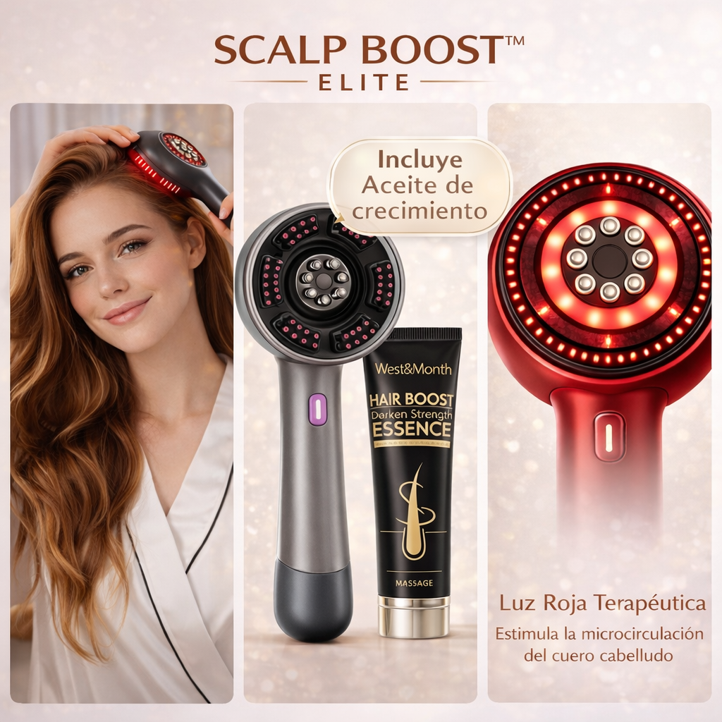 Scalp Boost™ Elite - Cepillo Masajeador Capilar + Aceite crecimiento