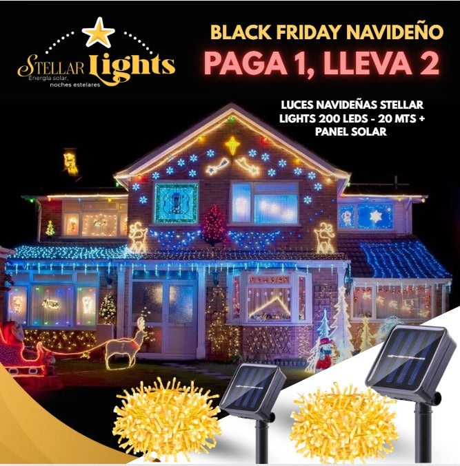 Stellar Lights - Paga 1, Lleva 2 -Luces Navideñas -  200 Leds-20 MTS + Control🎄💫