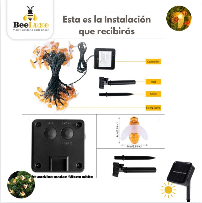 BeeLuxe - Instalacion Navideña De Abejas Led Solar 🐝🌲PAGA 1 - LLEVA 2