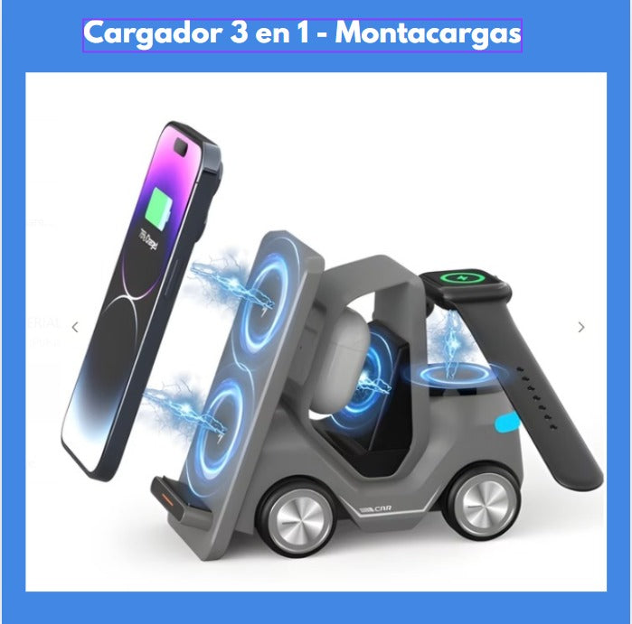 Cargador Inalambrico 3 en 1 montacargas