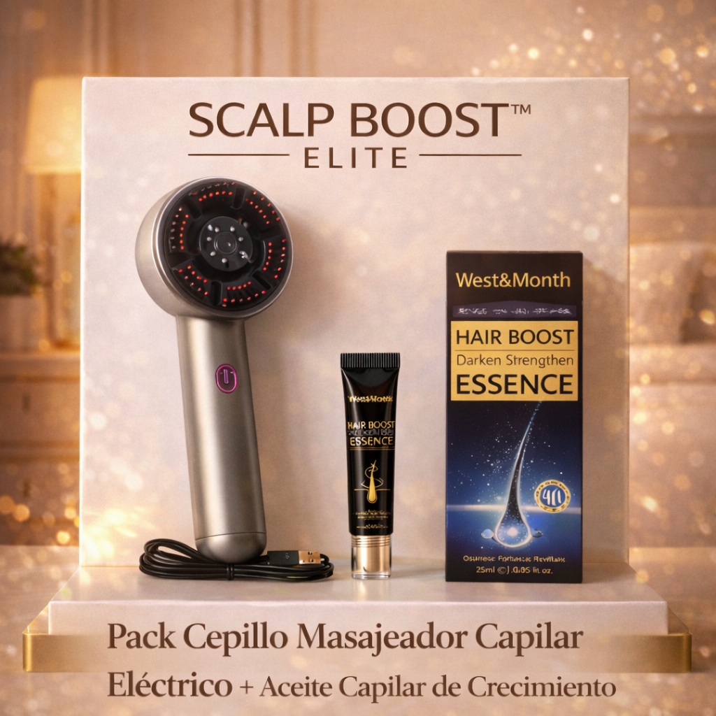 Scalp Boost™ Elite - Cepillo Masajeador Capilar + Aceite crecimiento