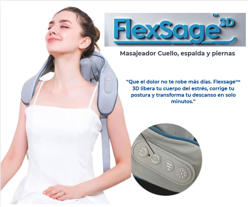 FlexSage™ 3D- Masajeador Inteligente Cuello, Espalda y Piernas