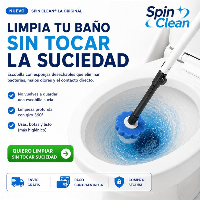 Escobilla para Baños Spin Clean® - La Original - con Esponjas Desechables
