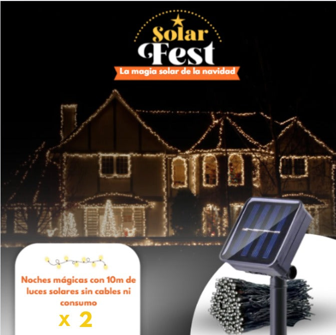 *PACK 2 X 1  LUCES NAVIDEÑAS SOLARFEST -  100 LEDS-10 MTS + PANEL SOLAR ✨🎄