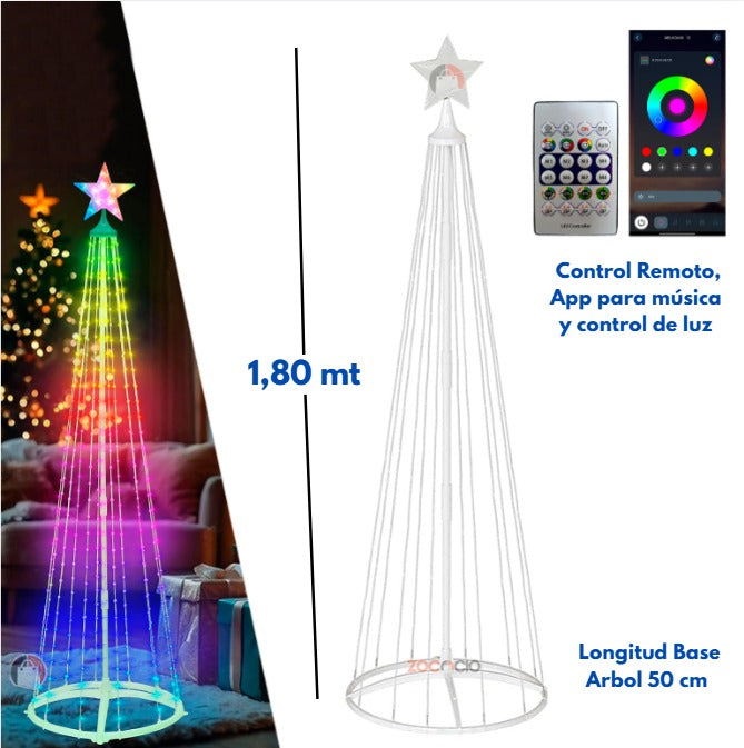 Árbol De Navidad Cónico LED Con Control