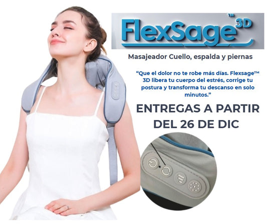 &FlexSage™ 3D- Masajeador Inteligente Cuello, Espalda y Piernas