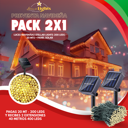 Stellar Lights - Paga 1, Lleva 2 -Luces Navideñas -  200 Leds-20 MTS + Control🎄💫
